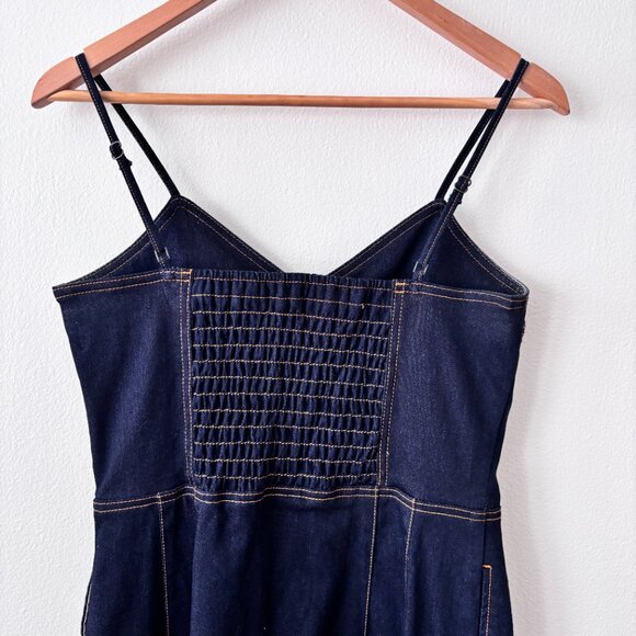 Current Elliott The Jacqueline Two-Toned Paneled Denim Midi Dress - Picture 9 of 11